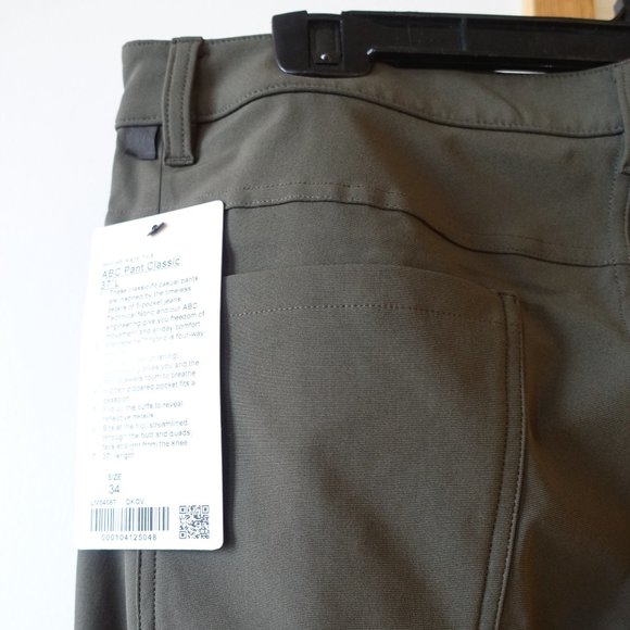 Lululemon Warpstreme ABC Pant Classic 37"L inseam Tall Size 34 Dark Olive - Picture 7 of 12